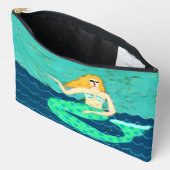Pochette À Accessoires Peinture Abstraite de sirène verte (Ouvrir)