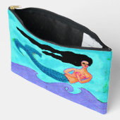 Pochette À Accessoires Peinture Abstraite funky de sirène (Ouvrir)