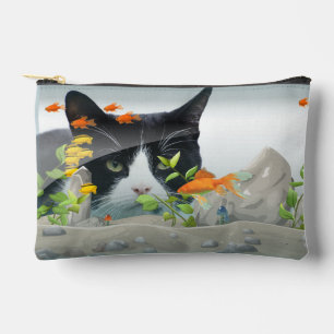 Pochette À Accessoires Peinture de chat personnalisée dans un réservoir d