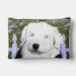 Pochette À Accessoires Peinture de chiot Old English Sheepdog Art de chie