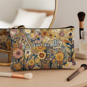 Pochette À Accessoires Peinture florale personnalisée Art nouveau antique