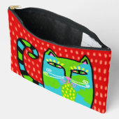 Pochette À Accessoires Peinture Numérique Abstraite de Chat Bleu (Ouvrir)