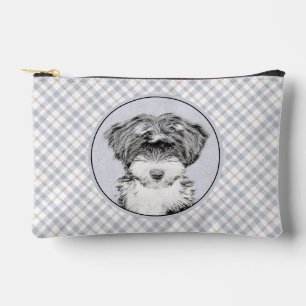 Pochette À Accessoires Peinture Tibétaine Terrier Art Chien noir et blanc