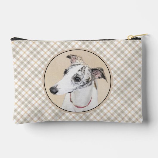 Pochette À Accessoires Peinture Whippet Brindle Blanc Original Chien Art (Verso)