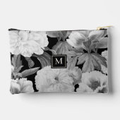 Pochette À Accessoires Peonies noires et blanches Aquarelle Monogramme fl (Verso)