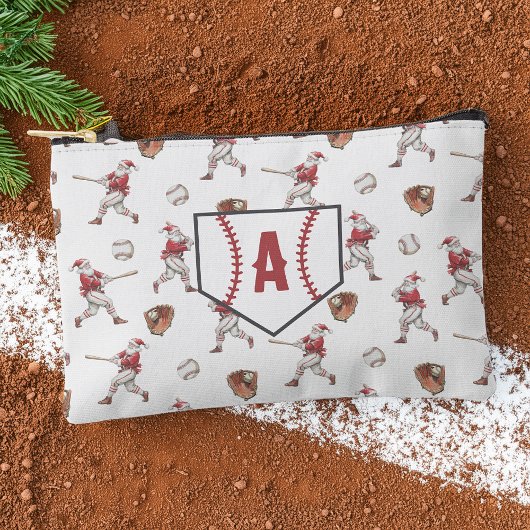 Pochette À Accessoires Père Noël de baseball Monogramme Noël