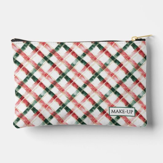 Pochette À Accessoires Père Noël Red Green Plaid Motif Noël (Verso)