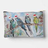 Pochette À Accessoires Perruche Perruches Oiseau Oiseaux Chapeau de Noël (Verso)