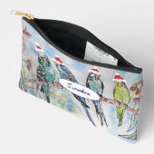 Pochette À Accessoires Perruche Perruches Oiseau Oiseaux Chapeau de Noël (Ouvrir)