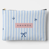 Pochette À Accessoires Personalized Classic Blue Pastel Striped Bow (Recto)