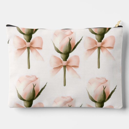 Pochette À Accessoires Personalized Coquette Pattern Blush Rose & Bow (Verso)