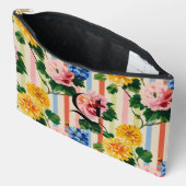 Pochette À Accessoires Personalized Floral Stripe Monogram (Ouvrir)