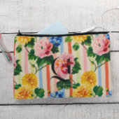 Pochette À Accessoires Personalized Floral Stripe Monogram