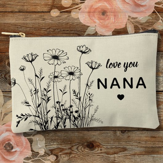 Pochette À Accessoires Personalized Gift For Nana Floral Wildflowers