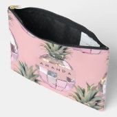 Pochette À Accessoires Personalized Glam Disco Pineapple Pink Metallic (Ouvrir)