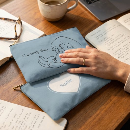 Pochette À Accessoires Personalized Labrador Pouch Ice Blue Dog Mom Gift