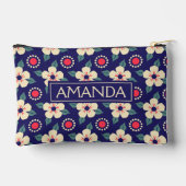 Pochette À Accessoires Personalized Navy Blue Vintage Floral (Verso)
