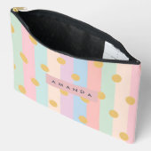Pochette À Accessoires Personalized Pastel Rainbow Stripes with Dots (Ouvrir)