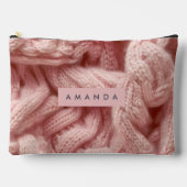 Pochette À Accessoires Personalized Personalized Pink Cable Knit  (Recto)