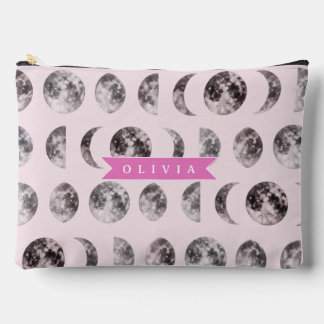 Pochette À Accessoires Personalized Pink Moon Phase Celestial Name Gift