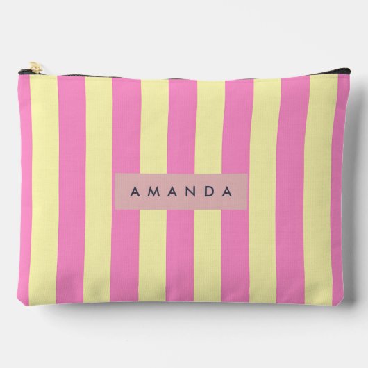 Pochette À Accessoires Personalized Sweet Pastel Pink and Yellow Stripe (Recto)
