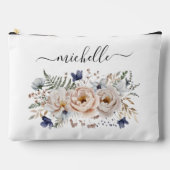 Pochette À Accessoires Personalized Watercolor Pretty Beige Blue Floral (Recto)
