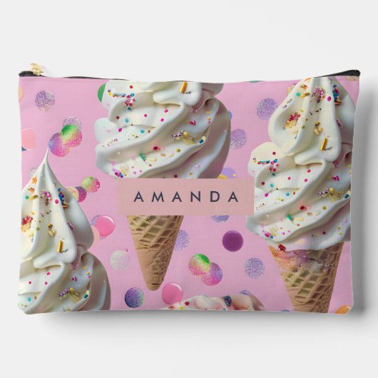 Pochette À Accessoires Personalized  Whimsical Pastel Ice Cream Dream  (Recto)