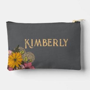 Pochette À Accessoires Personnalisable avec Fleurs et Citation italienne