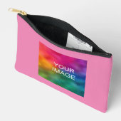 Pochette À Accessoires Personnalisé Cute Simple Modèle Photo Rose Petit (Ouvrir)