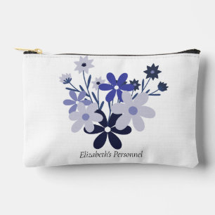 Pochette À Accessoires Personnalisé élégant bleu violet fleuri