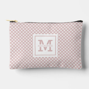 Pochette À Accessoires Personnalisé Élégant Motif Plaid Rose Muet