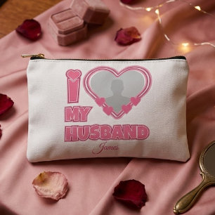 Pochette À Accessoires Personnalisé J'aime mon mari – Ajouter une photo e