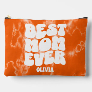 Pochette À Accessoires Personnalisé Meilleure Maman Ever Orange Tie Dye