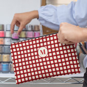 Pochette À Accessoires Personnalisé Nom initial En vichy Rouge Fille Femi