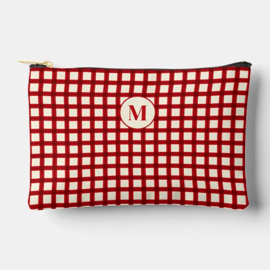 Pochette À Accessoires Personnalisé Nom initial En vichy Rouge Fille Femi (Recto)