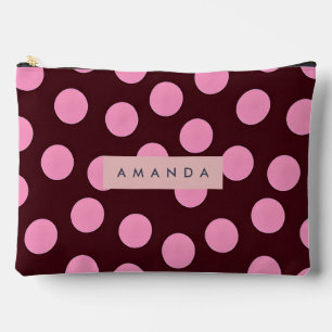 Pochette À Accessoires Personnalisé points roses sur chocolat