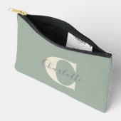 Pochette À Accessoires Personnalisé Simple Monogramme Nom Sage Style (Ouvrir)