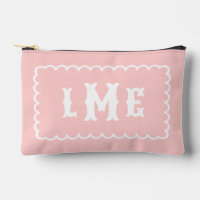 Pétale Rose et Blanc Monogramme à festons