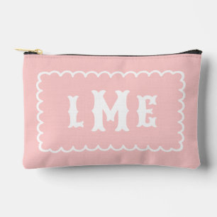 Pochette À Accessoires Pétale Rose et Blanc Monogramme à festons