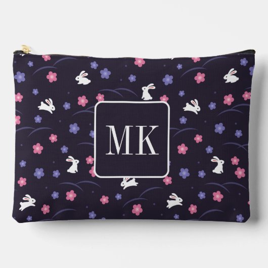 Pochette À Accessoires Petit lapin Lapin Motif Monogramme Initiales viole (Recto)