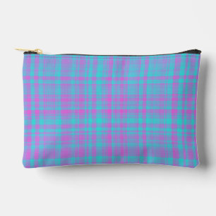 Pochette À Accessoires Petit motif carreaux rose bleu violet