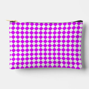 Pochette À Accessoires Petit motif diamant à carreaux rose et blanc