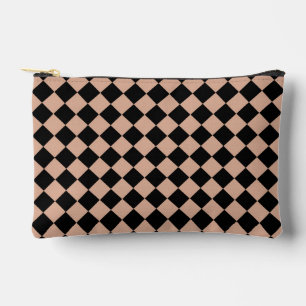 Pochette À Accessoires Petit motif diamant à carreaux rose et noir