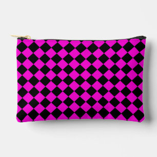 Pochette À Accessoires Petit motif diamant à carreaux rose noir