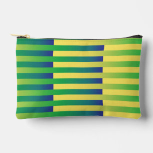 Pochette À Accessoires Petit motif rayé vert jaune bleu