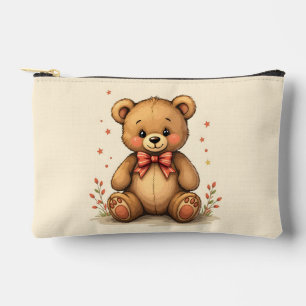 Pochette À Accessoires Petit ours brun mignon adorable avec cravate