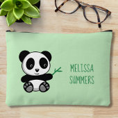 Pochette À Accessoires Petit Panda mignonne avec un bâton en bambou vert
