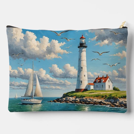 Pochette À Accessoires Phare Blanc Avec Voilier (Verso)