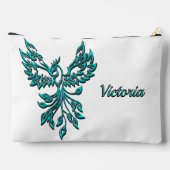 Pochette À Accessoires Phoenix bleu se lève sur blanc personnel (Verso)