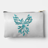 Pochette À Accessoires Phoenix bleu turquoise se lève sur l'argent (Verso)